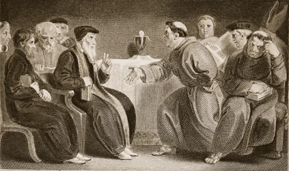 Sammankomsten i Oxford, illustration från David Humes The History of England, pub. av R. Bowyer, London, 1812