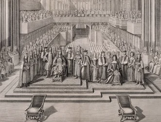 Kröningen av kung Jakob II (1633-1701) och hans andra hustru Maria av Modena (1658-1718), 1685