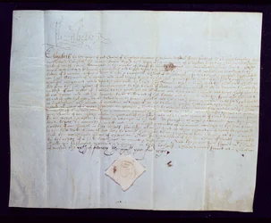 Dödsdomen över Thomas Howard, 4:e hertig av Norfolk, undertecknad av drottning Elisabet I, 1572