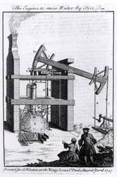 The Engine to Raise Water by Fire, ett diagram över Newcomens ångmaskin för Universal Magazine, 1747