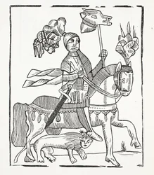 The Famous History of Guy Earl of Warwick, illustration från Chap-books of the artonde århundrade av John Ashton, pub. 1882