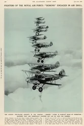 Det snabbaste tvåsitsiga flygplanet i landet: Demoner som flyger i formationen höger upp, från The Illustrated London News Royal Naval and Military Number, 20 juli 1935