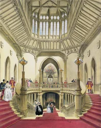 The Grand Staircase, Windsor Castle, från A History of the Royal Residences av William Henry Pyne (1760-1943), 1838 (akvatint)