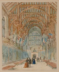 The Great Hall, Hampton Court Palace, ca 1860-70 (akvarell på papper)