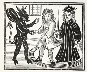 The History of Dr. John Faustus, illustration från Chapter-books of the Arteeenth Century av John Ashton, pub. 1882