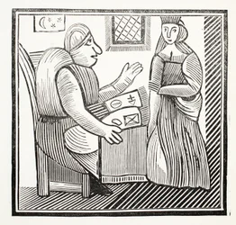 The History of Mother Bunch of the West, illustration från Chap-books of the artonde århundrade av John Ashton, pub. 1882