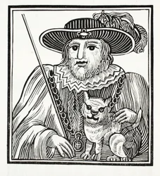 Historien om Sir Richard Whittington, tre gånger Lord Mayor of London, illustration från Chap-books of the artonde århundradet av John Ashton, pub. 1882