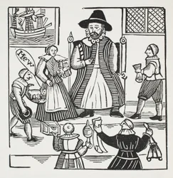 Historien om Sir Richard Whittington, tre gånger Lord Mayor of London, illustration från Chap-books of the artonde århundradet av John Ashton, pub. 1882