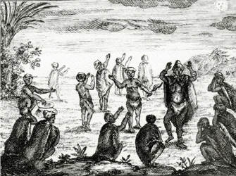 Hottentotterna tillber månen, illustration från 