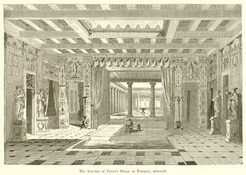 Interiören av Pansas House i Pompeji, restaurerad