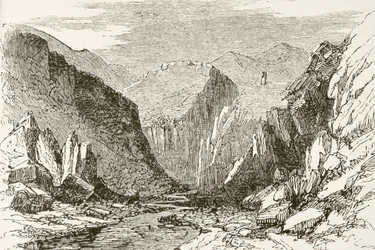 Khyberpasset, ur "The National and Domestic History of England" av William Hickman Smith Aubrey (1858-1916), utgiven i London, cirka 1890