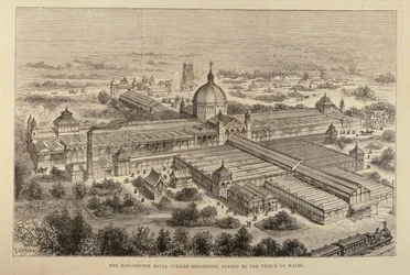 Manchester Royal Jubilee Exhibition, öppnad av Prince of Wales, från The Illustrated London News, 7 maj 1887