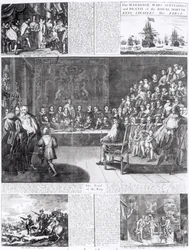 Den kungliga martyrens, kung Charles den förstas äktenskap, krig, lidande och död, tryckt av Henry Overton och J. Hoole (gravyr) (bundw foto)