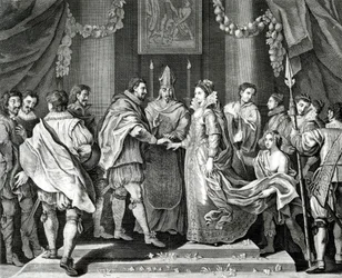 The Marriage of the King, efter en målning av L. Cheron, 1800-talet