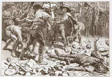 Martyrskapet av Constantine av Samosata, illustration från "The History of Protestantism" av James Aitken Wylie (1808-1890), pub. 1878 (gravyr)