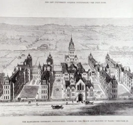 Marylebone Infirmary, Notting Hill, invigt av prinsen och prinsessan av Wales, från The Illustrated London News, 7 februari 1881.