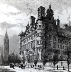 The New Police Offices on the Victoria Embankment, graverad av H.W.B., publicerad i 