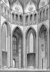 The Octagon, från sydost, från grafiska och litterära illustrationer av Fonthill Abbey av John Britton, 1823