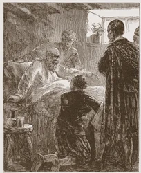 The Old Covenanters Last Sermon, illustration från The History of Protestantism av James Aitken Wylie (1808-1890), pub. 1878