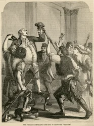 Befolkningen tvingade Ludvig XVI att adoptera den röda mössan, 1792