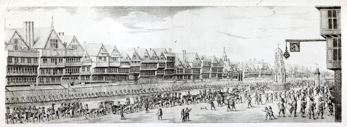 The Procession of Marie de Medici along Cheapside, 1638, publicerad av William Herbert (1771-1851) och Robert Wilkinson (fl.1785-1825) 1809