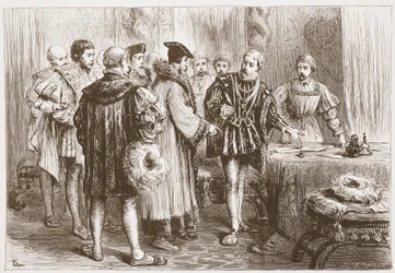 De protestantiska prinsarna undertecknar sin bekännelse, illustration från The History of Protestantism av James Aitken Wylie (1808-1890), pub. 1878