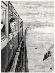 Drottningens återkomst från högländerna; Hennes Majestät korsar Tay Bridge, Dundee