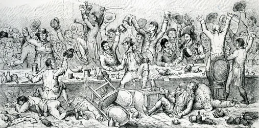 Reformers Dinner, illustration hämtad från satirikern, 1809