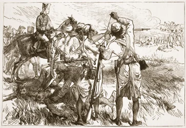 The Sepoys at Buxar, illustration från Cassells Illustrated History of India av James Grant, pub. 1879