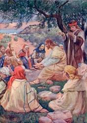 Bergspredikan, ur "A Book of Modern Palestine" av Richard Penlake, utgiven ca 1910 (tryck)