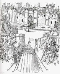 Belägringen av Rouen i Frankrike 1418, ur "A Short History of the English People" av J. R. Green, publicerad 1893.