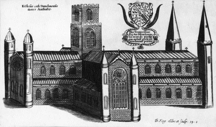 Den södra exteriören av Durham Cathedral, 1660