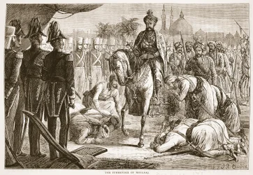 The Surrender of Moolraj, illustration från Cassells Illustrated History of England