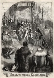 Rättegången mot drottning Katarina av Aragon 1529, Henrik VIII:s första fru, vars äktenskap med kungen ogiltigförklarades - Proces de Catherine d