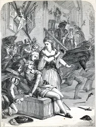 Mordet på Gustav III av Jacob Johan Anckarström vid en maskeradbal, Stockholm, Sverige, 1792