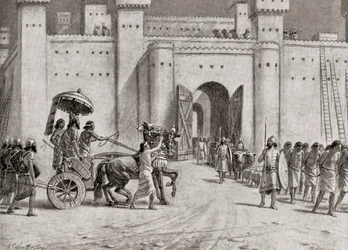 Tiglath-Pileser III:s erövring av Damaskus 732 f.Kr., från Hutchinson