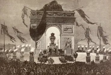 Den franske författaren Victor Hugos kista (litho)
