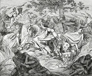 Manfreds död i slaget vid Benevento, 26 februari 1266, 1882