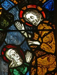 Östra fönstret som visar en scen ur Maria Magdalenas liv - Noli me Tangere?
