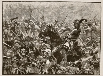 Den sista montern av Schwarz och hans tyskar, illustration från Cassells Illustrated History of England (sepiafoto)