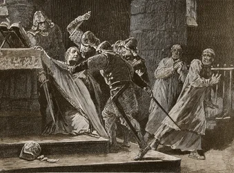 Mordet på Becket i Canterbury Cathedral, illustration ur Cassells Illustrated History of England