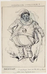 Teaterfigurer 1: Falstaff, ca 1825 (penna och bläck på papper)