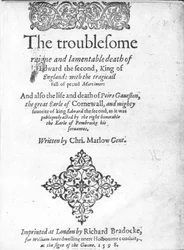 Titelsida för Edward II av Christopher Marlowe, publicerad 1598 (tryckt papper)