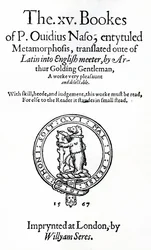 Titelsida till XV bok av P. Ovidius Naso, med titeln Metamorphosis