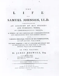 Titelsida, från The Life of Samuel Johnson av James Boswell (1740-1795)