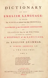 Titelsidan för Johnsons Dictionary of the Human Language London, 1755