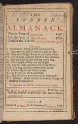 Titelsida i The London Almanack, av William Salmon
