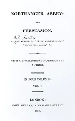 Titelsida till Northanger Abbey and Persuasion av Jane Austen, första upplagan, 1818