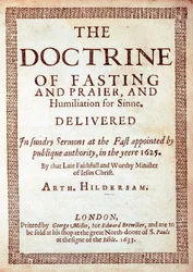 Titelsida till The Doctrine of Fasting av Arthur Hildersam, 1633 (tryckt)