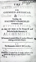 Titelsida till The Skeptical Chymist av Robert Boyle, 1661 (tryckt)